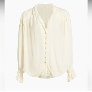 Free People Olivia Cream Button Down Shirt